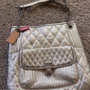 Coach Metallic Quilted Shoulder Bag